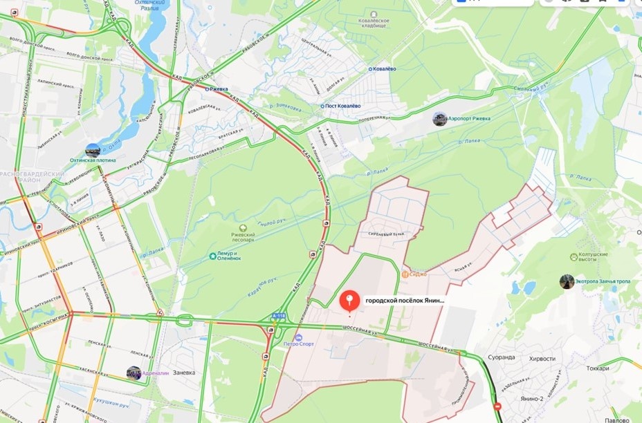    Пробка на месте аварии на КАД Петербурга 21 февраля Автор фото: Яндекс Карты