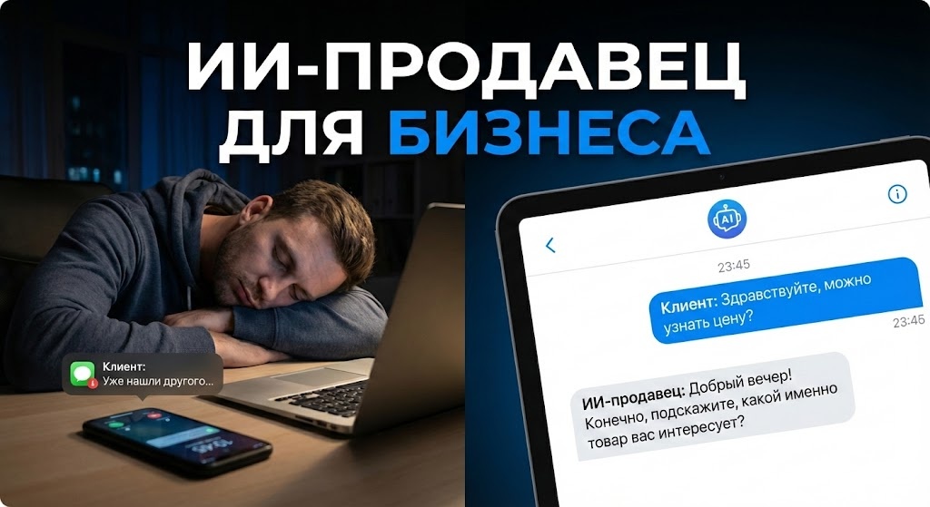 ИИ-продавец для бизнеса отвечает клиенту ночью в мессенджере