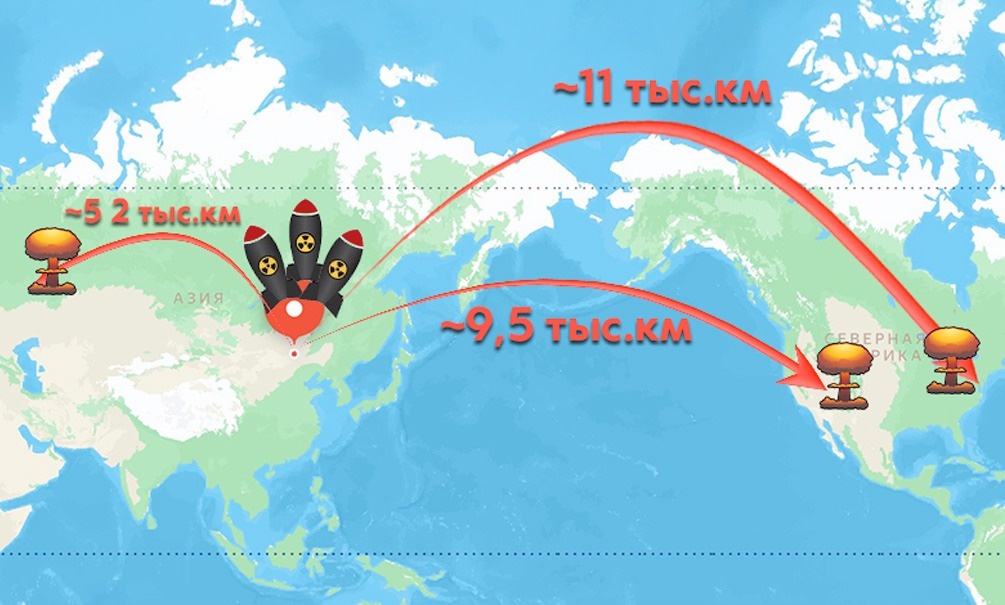    Свои новые ядерные ракеты Китай разместил так, что до США они не достанут. А вот до главных целей в России - вполне.