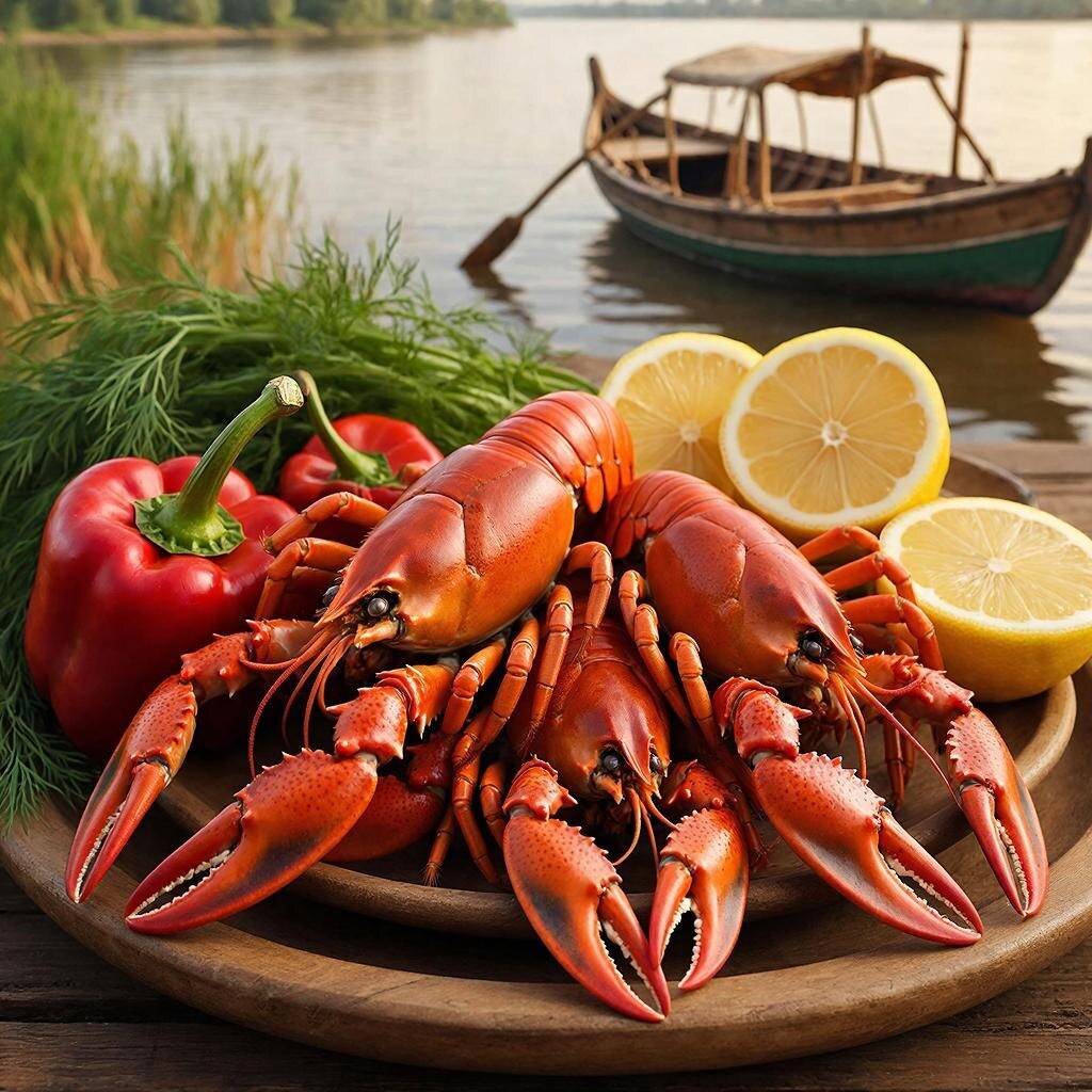 Аппетитные раки на деревянном блюде так и манят попробовать донской деликатес!