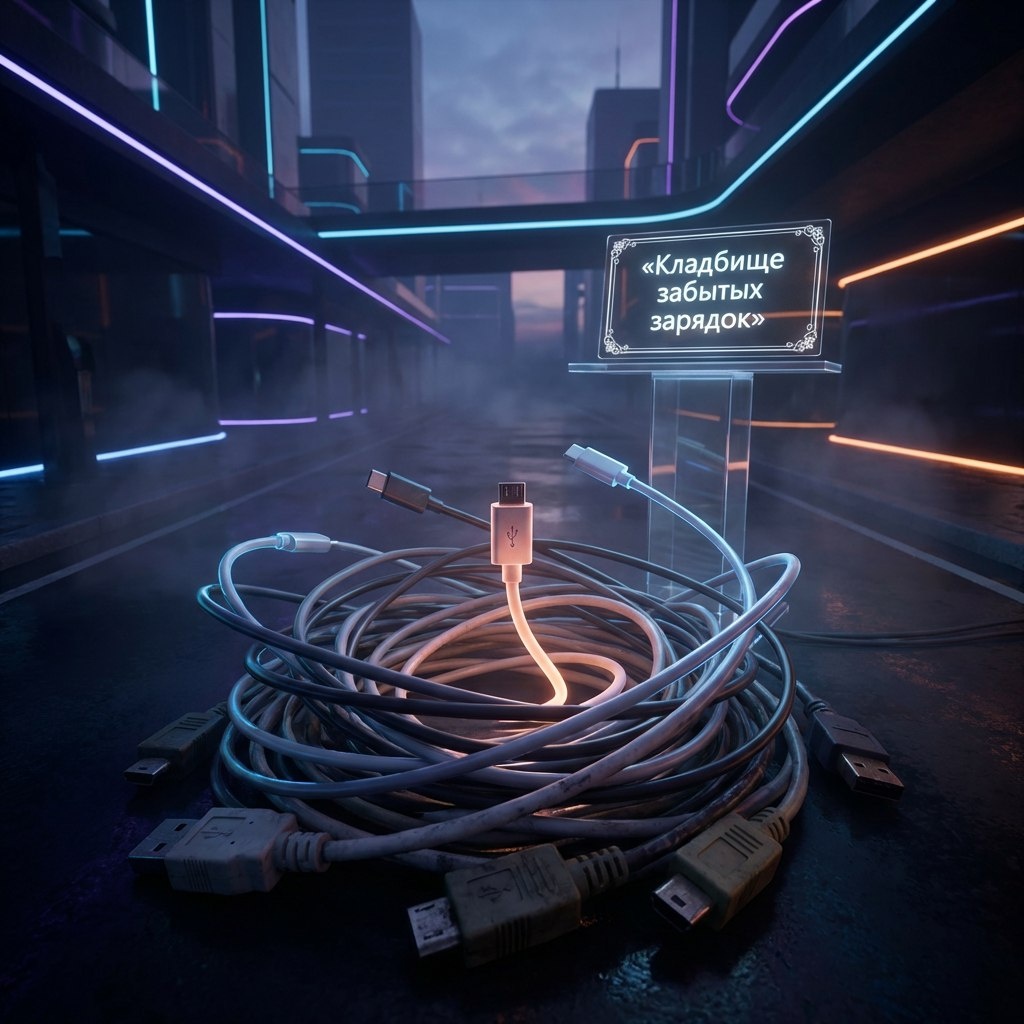 «Кладбище забытых зарядок: Куда делись все провода и почему micro-USB всё ещё жив?»