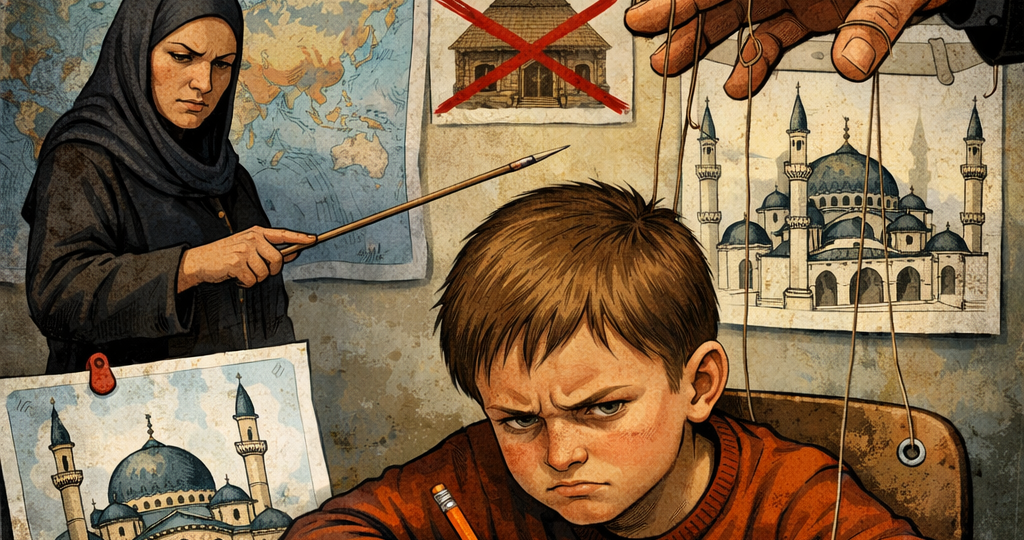 В российских школах детей заставляют рисовать мечети и тюбетейки, а своя историю — побоку