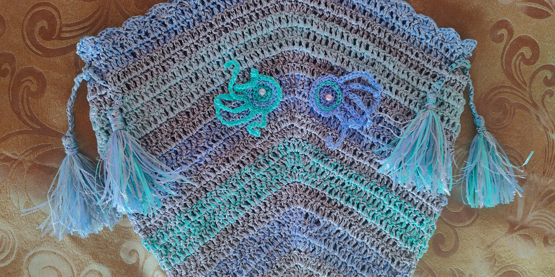 Связала на заказ пляжную сумку в морском стиле.🌊🐙МК🌊🐙