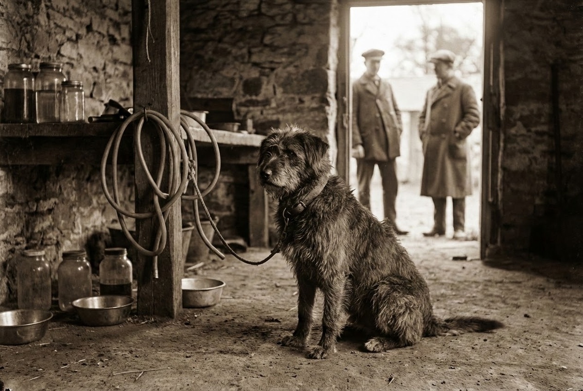 лаборатория Павлова — собака с фистулой в станке для экспериментов