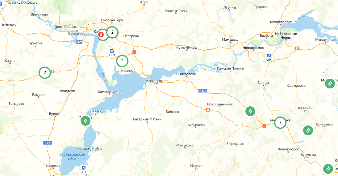 Карта заправок "Татнефть" с наличием ЭЗС (февраль 2026 г)