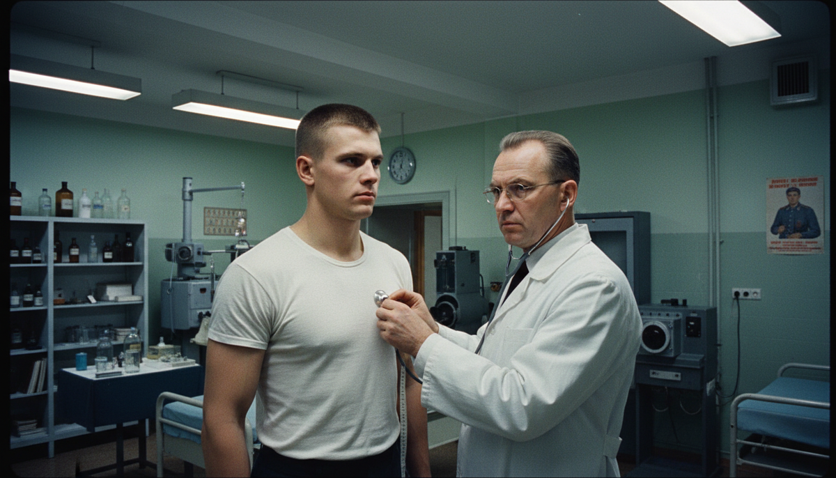 Медицинский осмотр летчика-кандидата в первый отряд космонавтов, 1960-е годы.