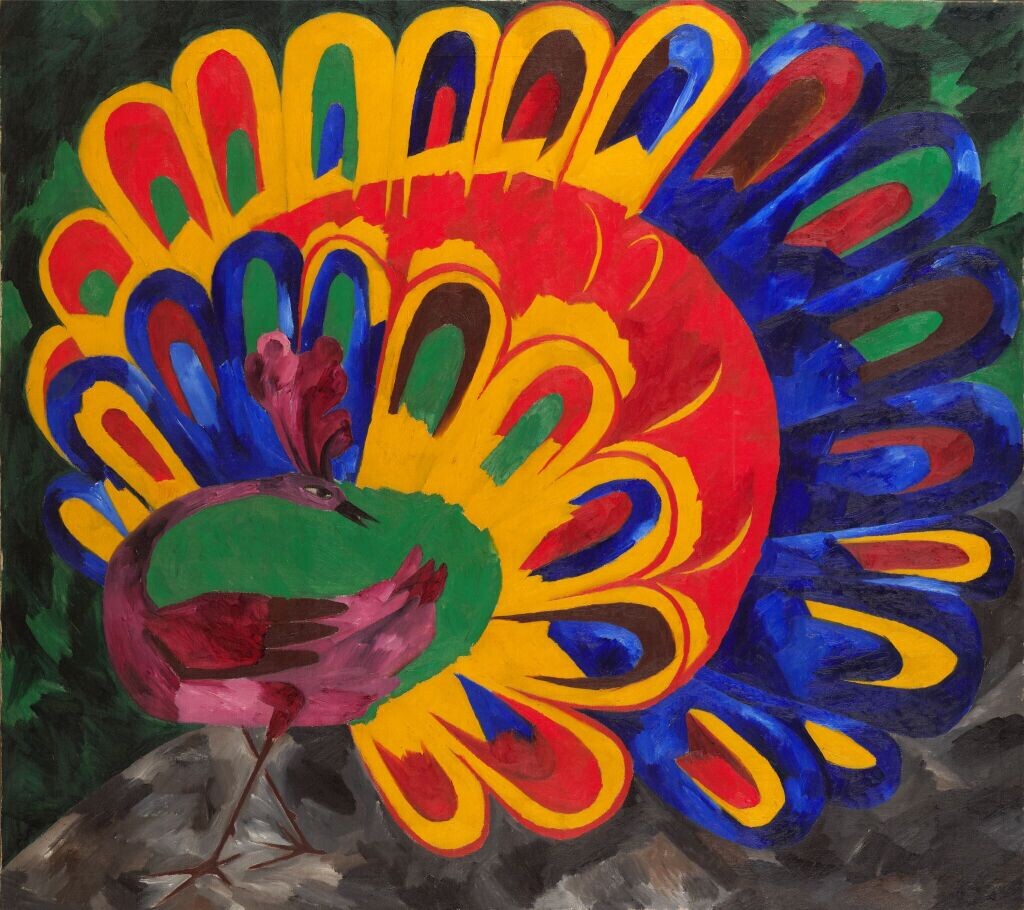 Наталия Гончарова (1881-1962). Павлин под ярким солнцем ( стиль египетский). 1911. 