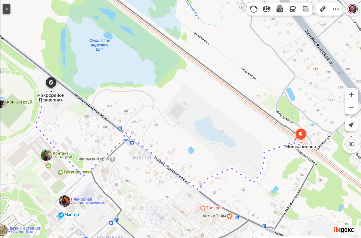 Пешком от станции Молжаниново D3