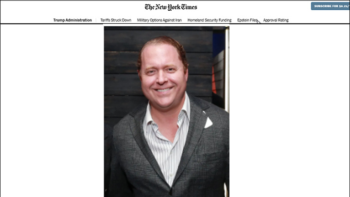    Джентри Бич, друг Дональда Трампа - младшего. Скриншот: страница сайта газеты "Нью-Йорк таймс"