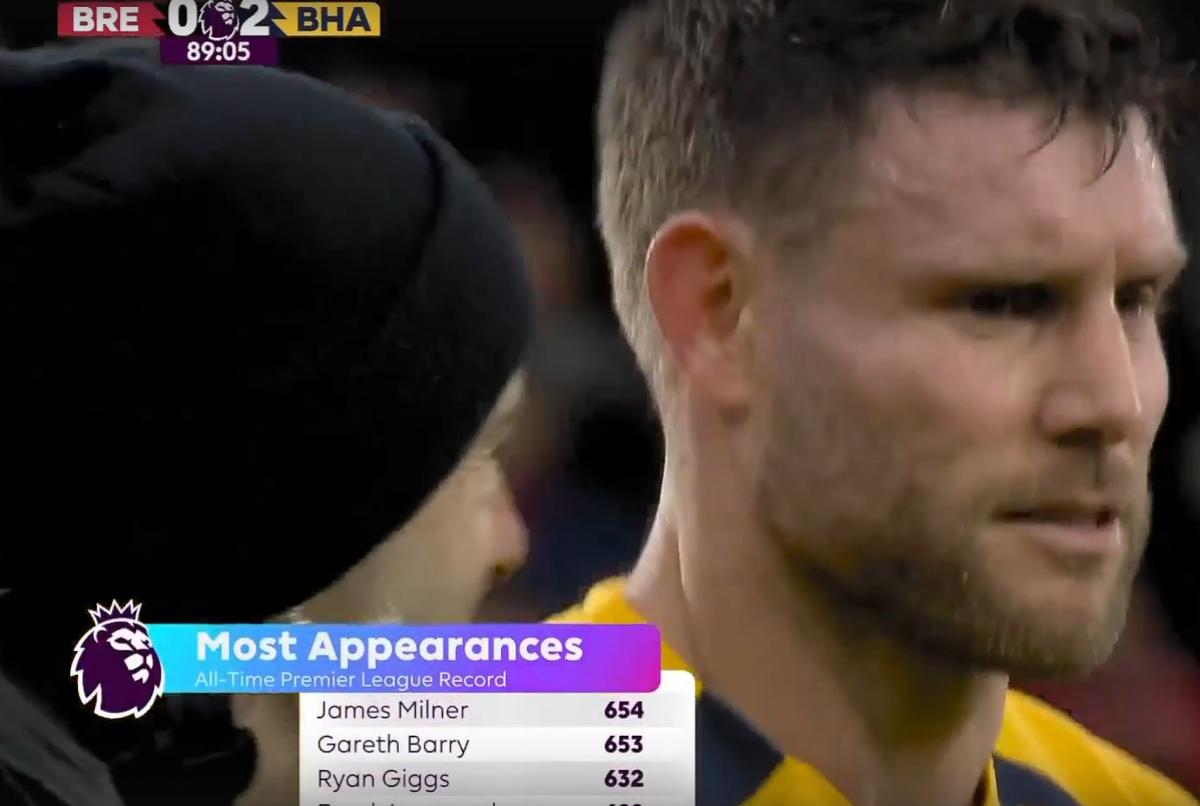 Милнер уходит на замену после того, как установил рекорд