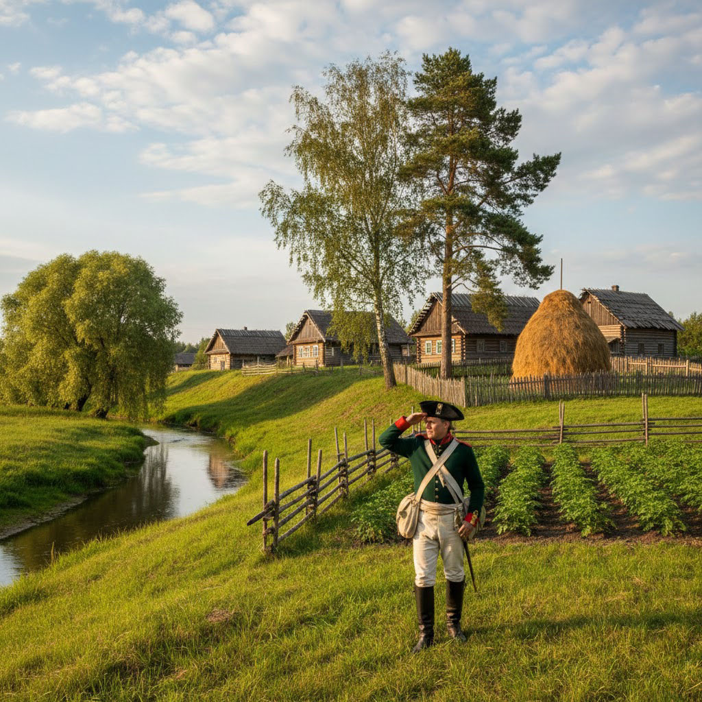 Солдат на лугу у Каменки.