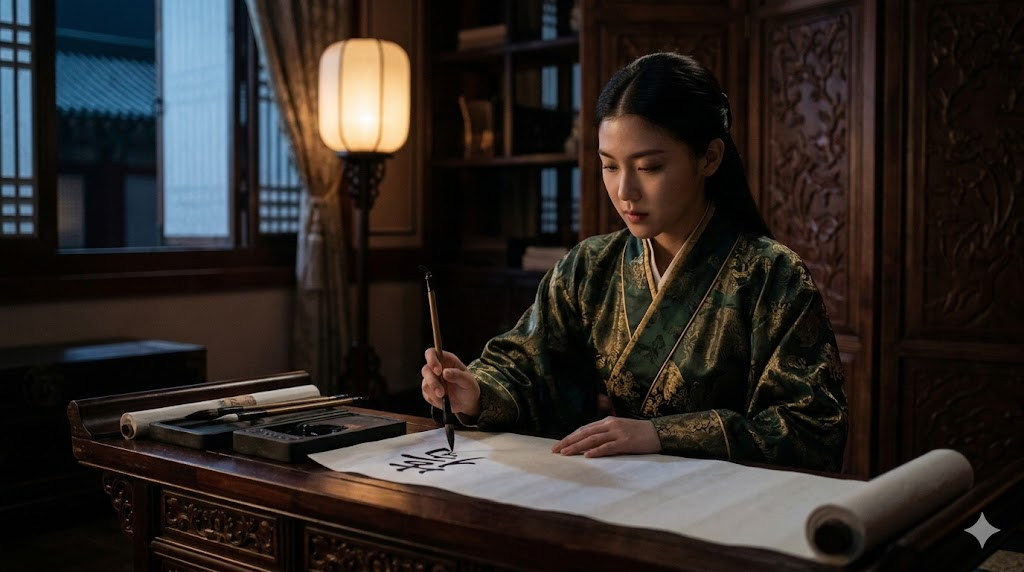 Ки не тратила время на развлечения. Она занималась калиграфией и политикой.