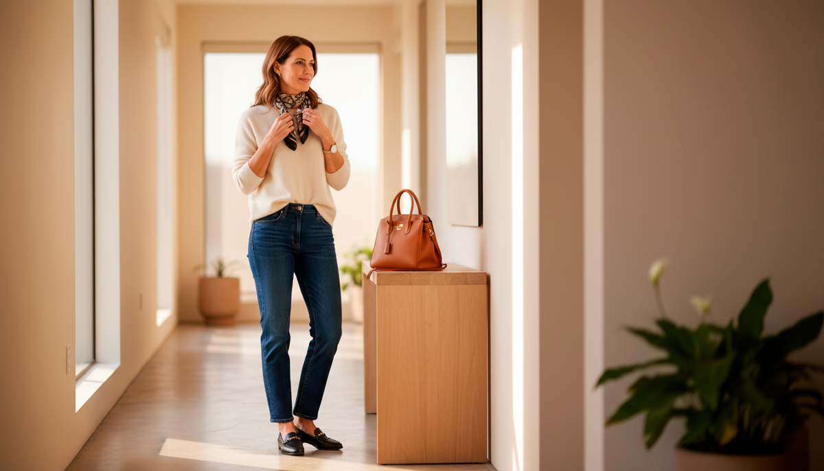 Пять минут у зеркала утром. Те же вещи, но надеты иначе. Разница в деталях.