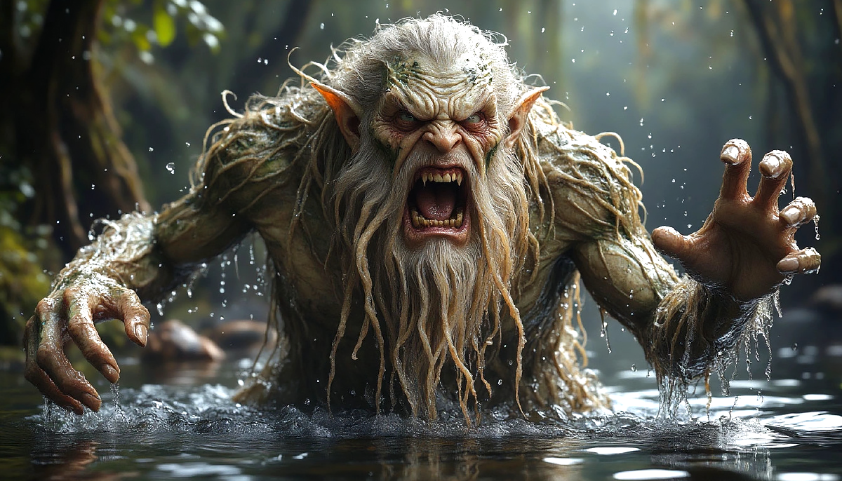 Жуткое чудовище вышло к нам из воды.