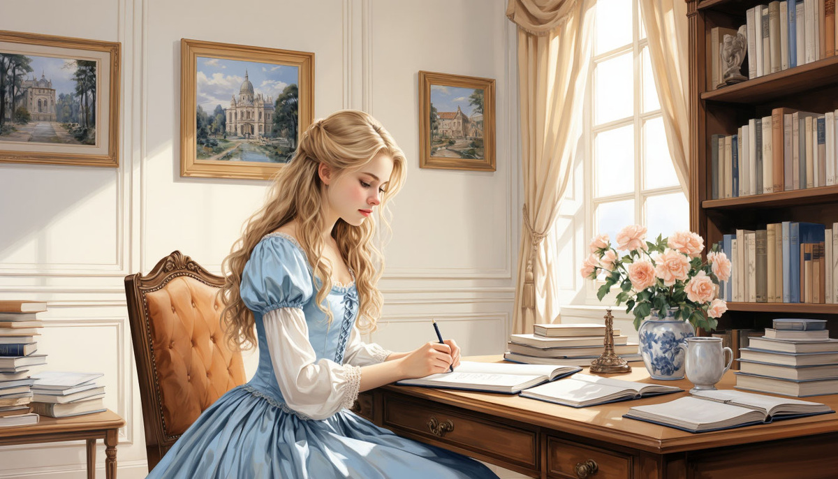 Пишу стихи. Изображение от ИИ Шедеврум