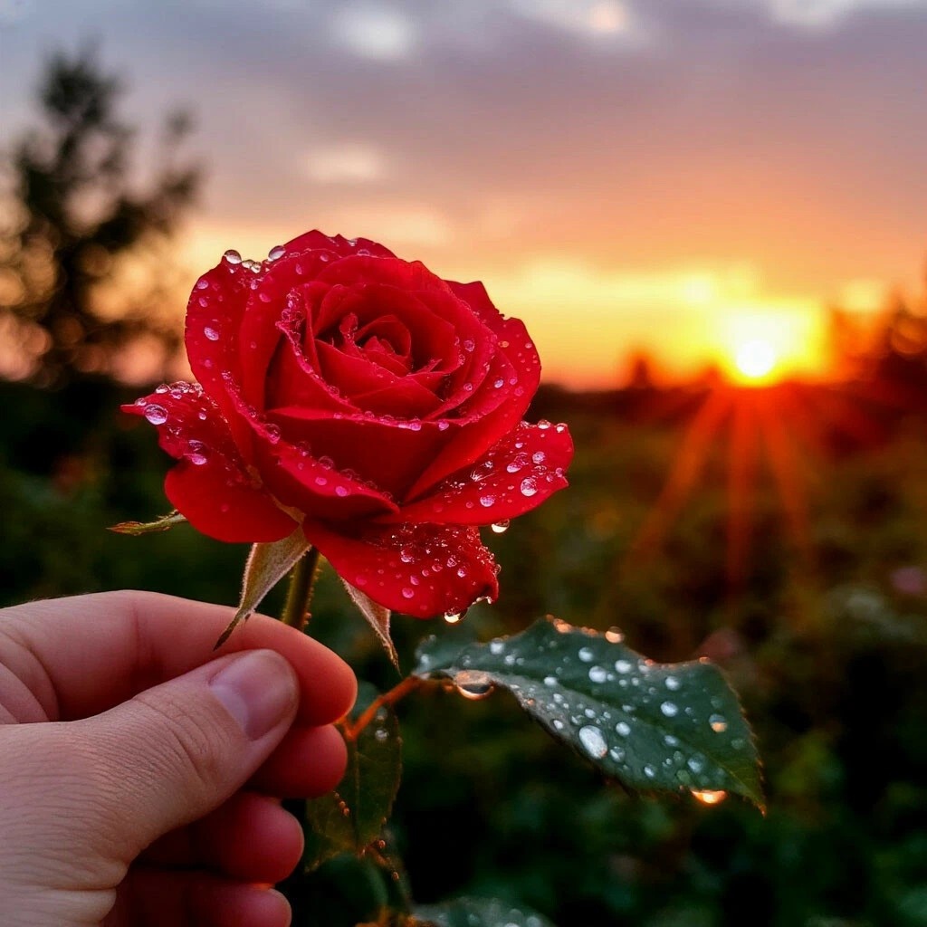 РОЗА В ЛУЧАХ РАССВЕТА.