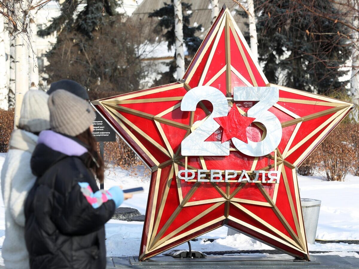    Праздничное украшение ко Дню защитника Отечества в природно-ландшафтном парке "Зарядье" в Москве | © РИА Новости / Антон Денисов