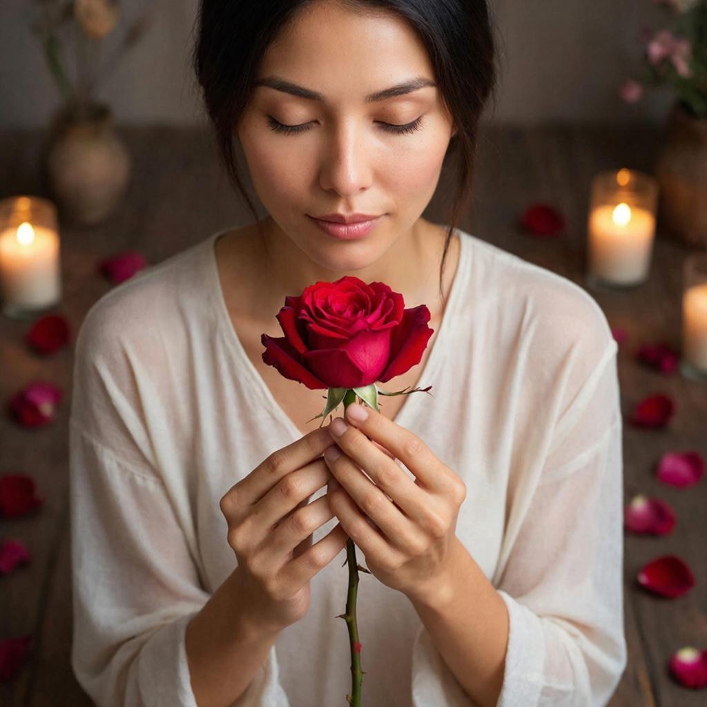 Девушка с розой.