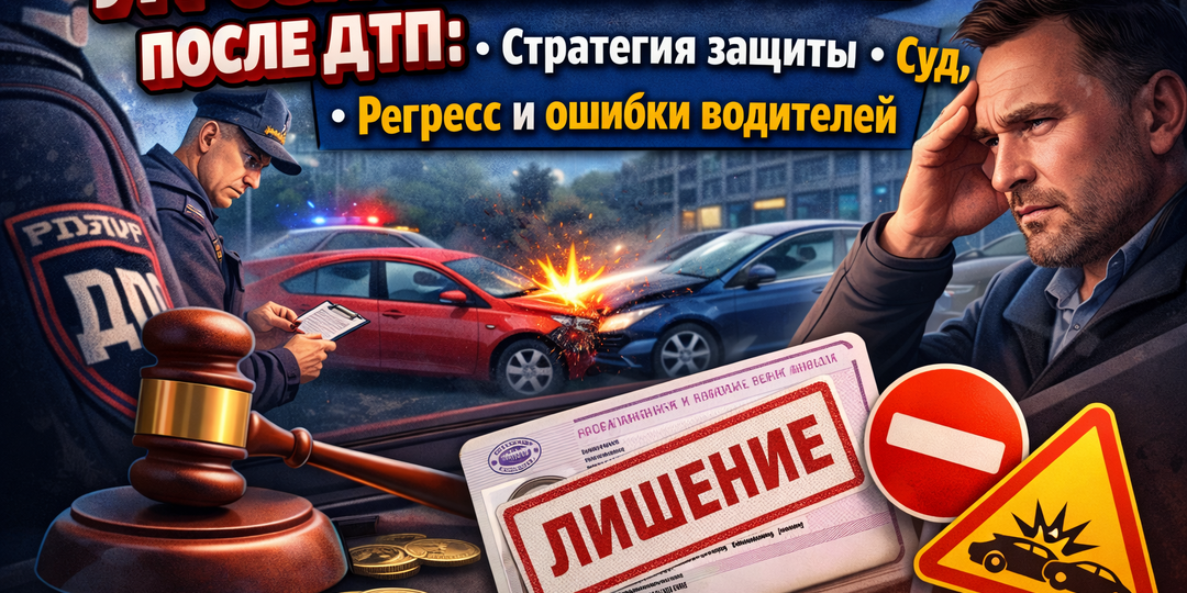 🚗 Угроза лишения прав после ДТП: стратегия защиты, суд, регресс и ошибки водителей
