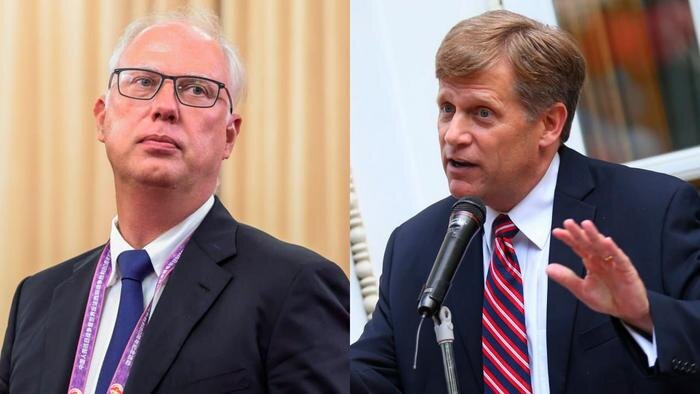 Специальный представитель президента РФ по инвестиционно-экономическому сотрудничеству с зарубежными странами, глава Российского фонда прямых инвестиций (РФПИ) Кирилл Дмитриев и посол США в России Майкл Макфол. Обложка © ТАСС / MAXIM SHEMETOV / POOL / ITAR-TASS / Шарифулин Валерий