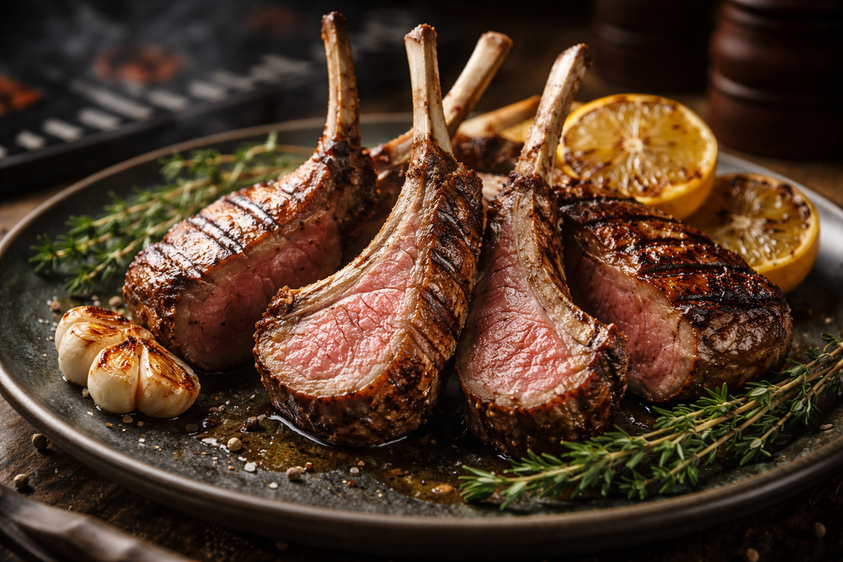 Каре ягненка приготовленное на гриле 