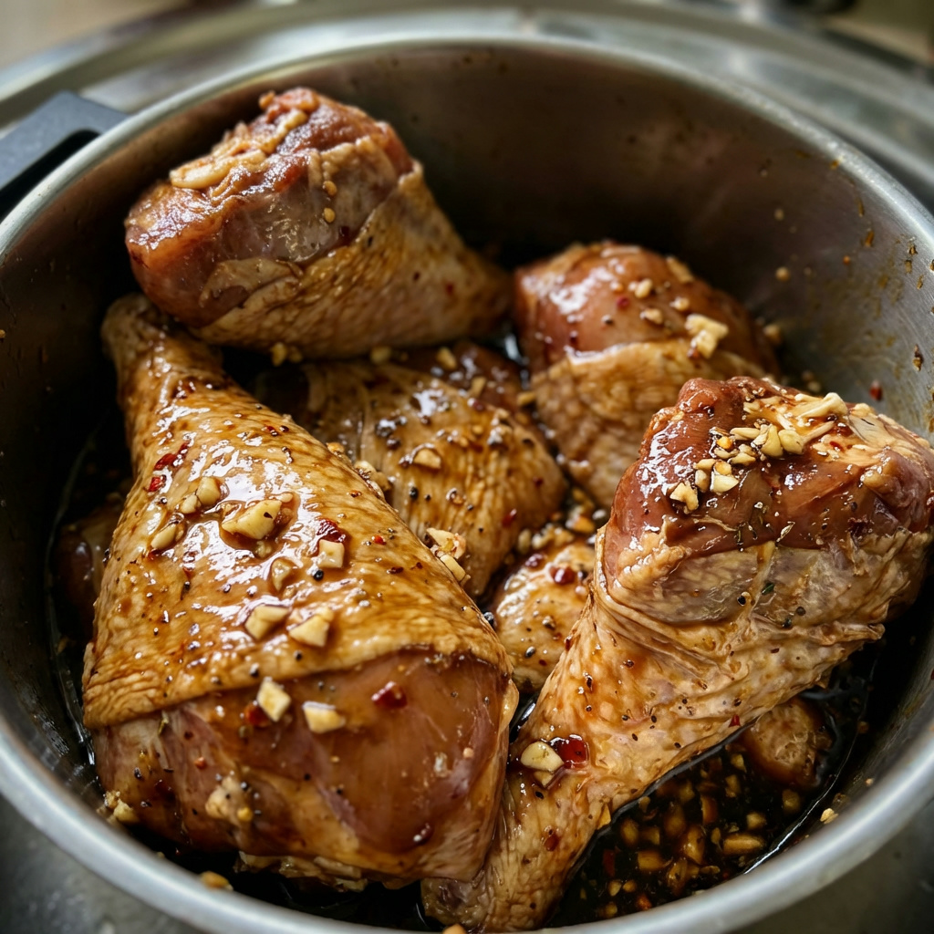 Шаг 0: Маринад должен быть щедрым и казаться чуть пересоленным — мясо возьмет ровно столько, сколько нужно