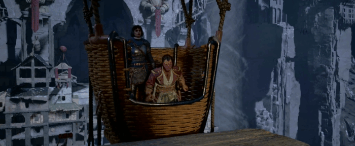 Gif картинка "Капитан Ирвинг бежит к своему цеппелину"