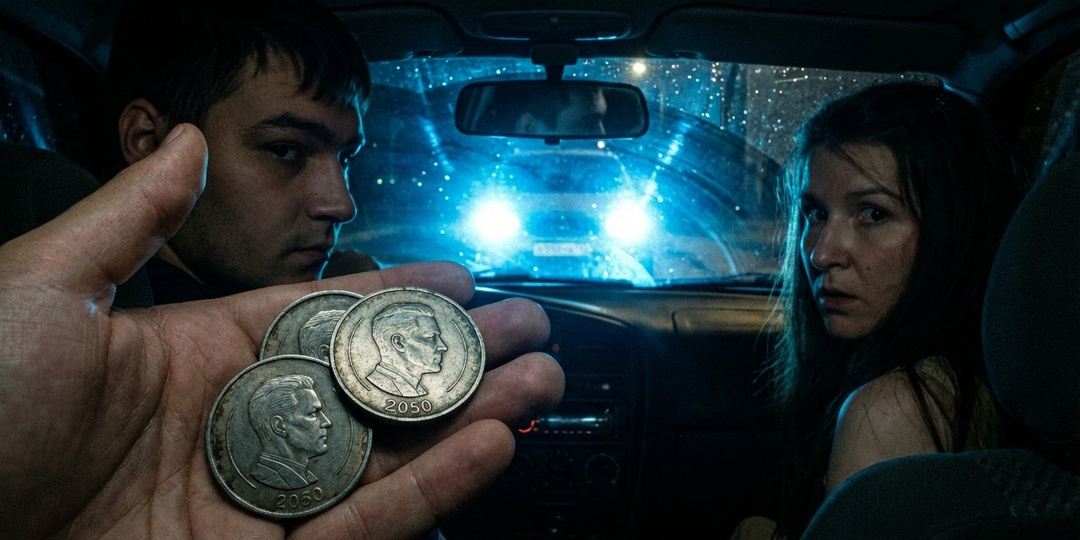 Перегонял машину по М-4. На пустой заправке кассир выдал мне сдачу монетами, отчеканенными в 2050 году.