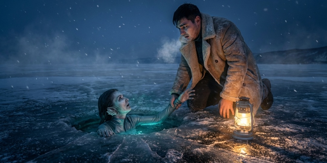 На зимней рыбалке на Байкале заглянул в лунку. Оттуда на меня смотрел я сам, но с жабрами и в одежде из будущего