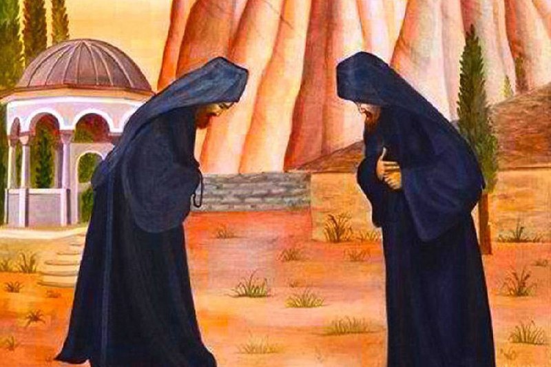 Монахи прощаются перед уходом в пустыню. Изображение из интернета.