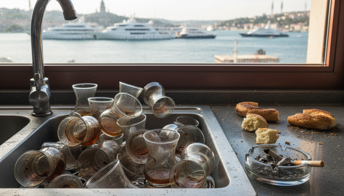 Вид на миллион, а в раковине — склад грязной посуды. Реальный Стамбул без фильтров.