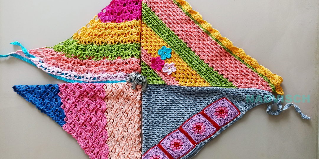 Вяжем летнюю ажурную косынку крючком. Яркие косынки для пляжа.