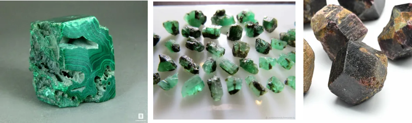 Уральские камушки: Малахит, изумруды и гранат.
