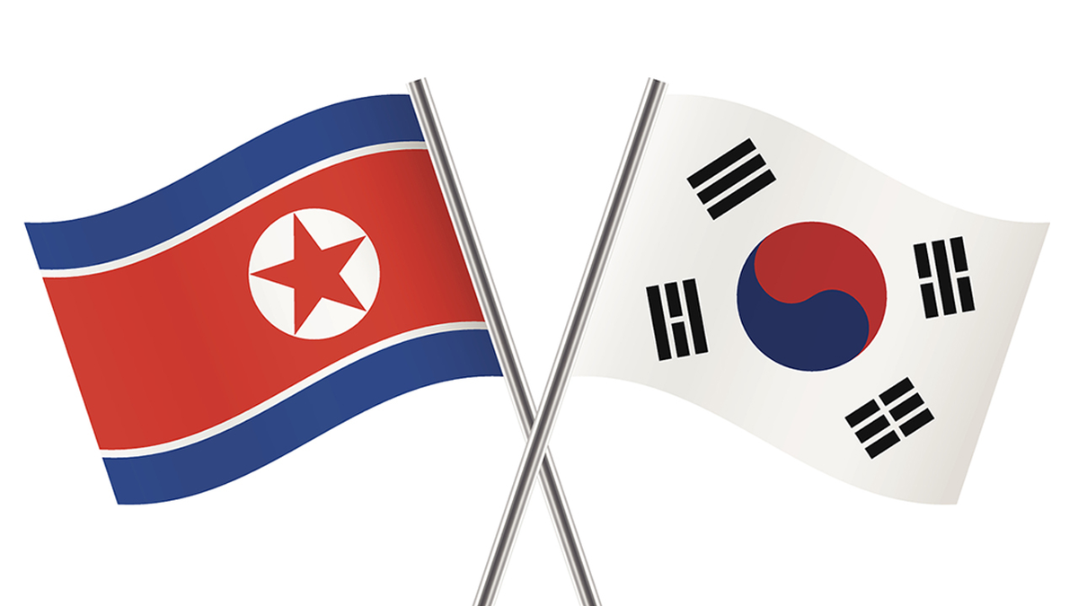 Флаг Северной Кореи и Южной Кореи