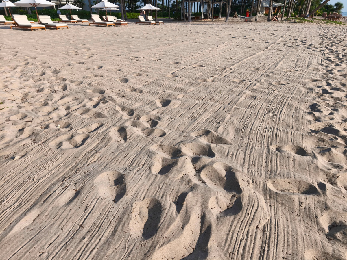 Песок на пляже Long Beach у отеля Regent