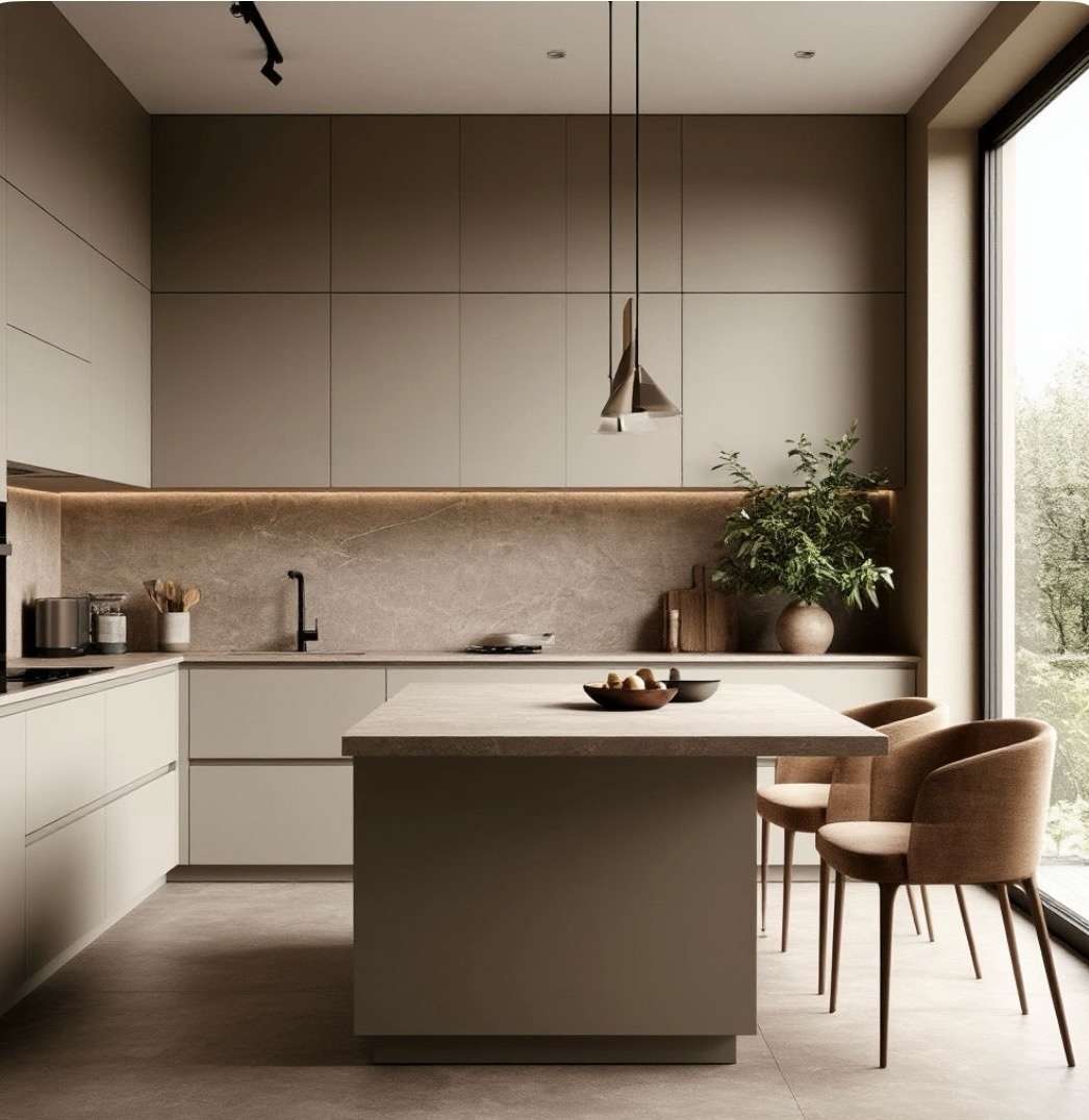 Софт-минимализм, цвет кухни - льняной