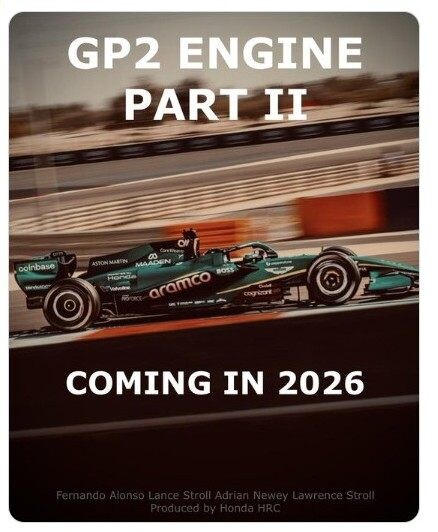 Honda представляет: «GP2 engine, часть вторая». Смотрите в 2026 году. В главных ролях Фернандо Алонсо, Лэнс Стролл, Эдриан Ньюи, Лоуренс СтроллФото: Соцсети  📷
