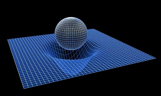 Вот так художники любят изображать кривизну пространства-времени, - у них, это некая прогнутая сеточка под некой сферой-массой. Рисунок из отрытых источников.