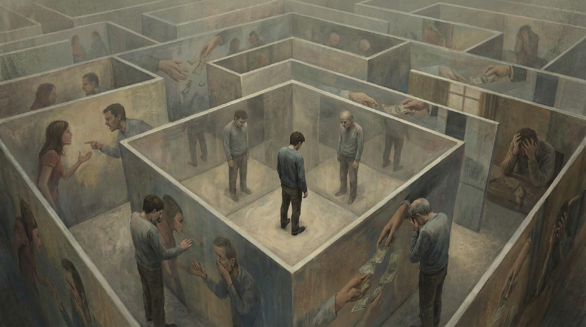 Наша личность состоит из воспоминаний, на которые уже наложены сценарии "договора". Я знаю выход из лабиринта. Но только ваше намерение выбраться способно помочь. 