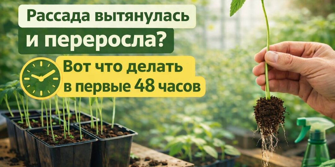 Рассада вытянулась и переросла? Вот, что делать в первые 48 часов