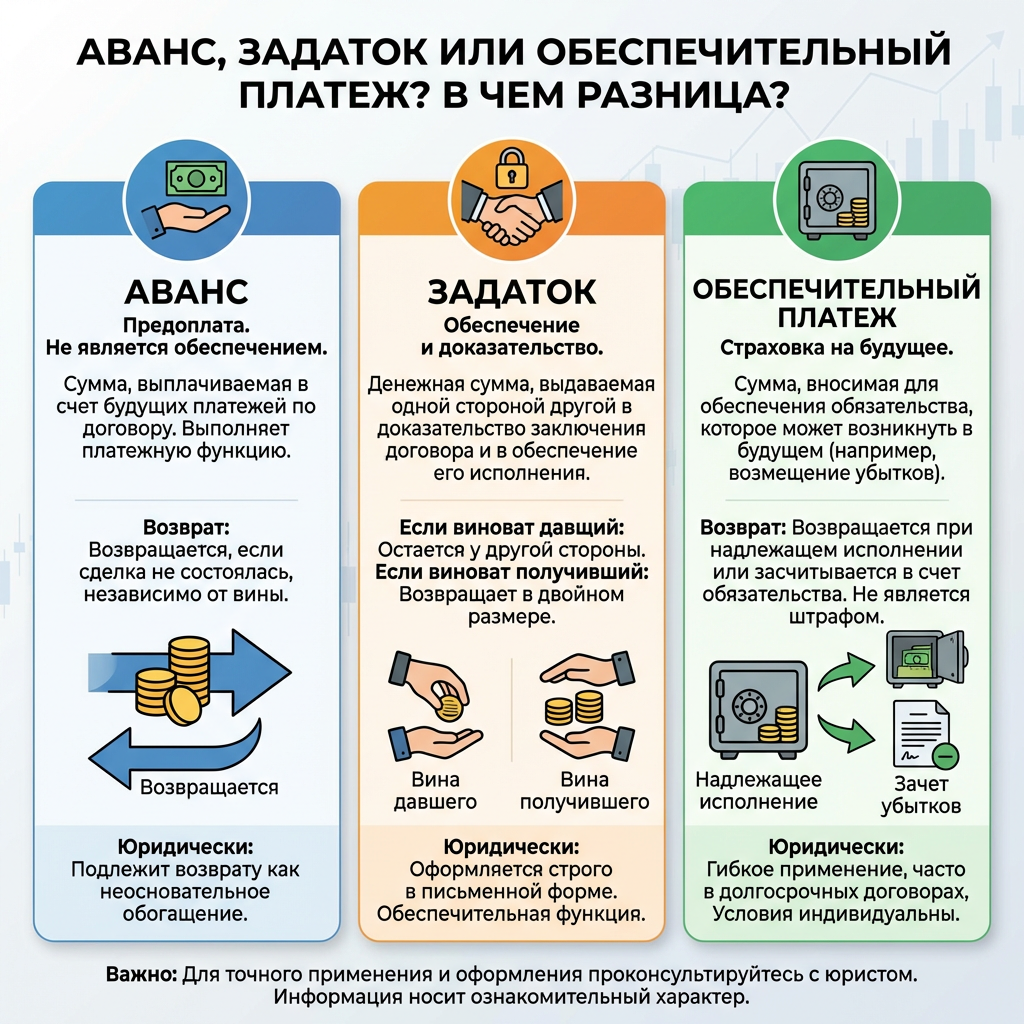 В чем зазница: аванс, задаток, обеспечительный платеж