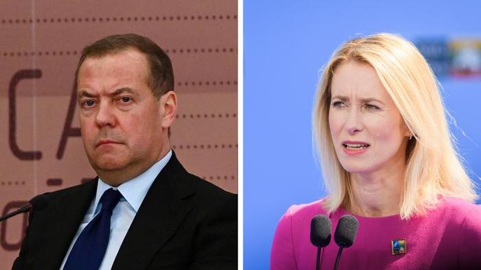 Дмитрий Медведев и Кая Каллас. Обложка © Life.ru, © Shutterstock / FOTODOM / Gints Ivuskans