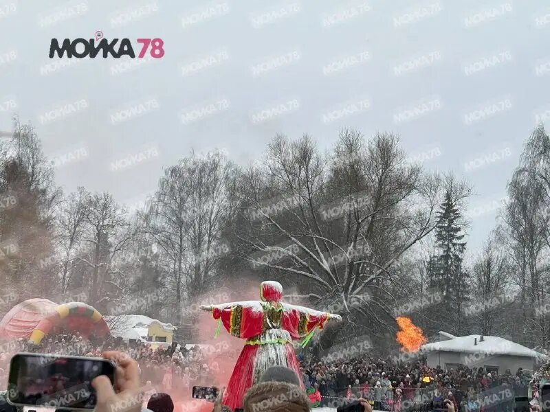    Сжигание Масленицы в парке Павловска 22 февраля. Фото: Мойка78