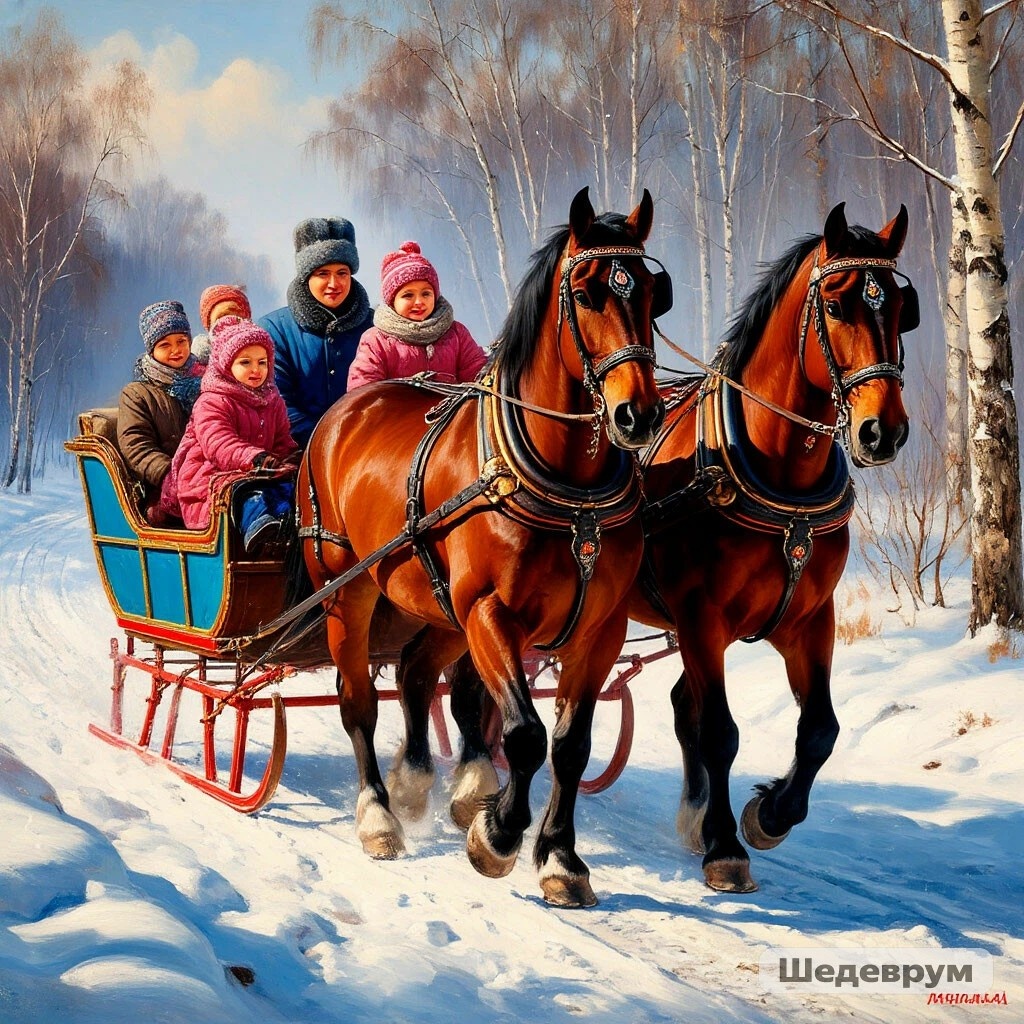 Примерно так Шедеврум показал масленичные катания