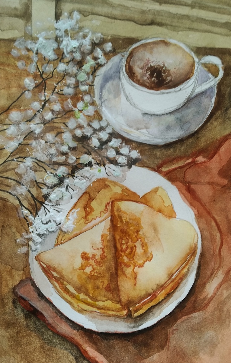 Акварельный скетч "В преддверии весны"