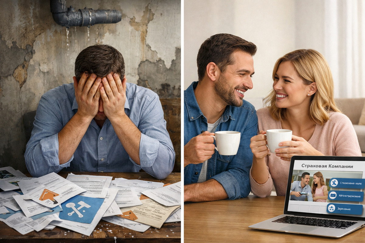 «Потоп у соседей или внезапная болезнь могут выбить из колеи и опустошить кошелек. Страховой аудит нужен не для галочки, а чтобы вы всегда оставались в правой части этого коллажа — спокойными и уверенными в завтрашнем дне».
