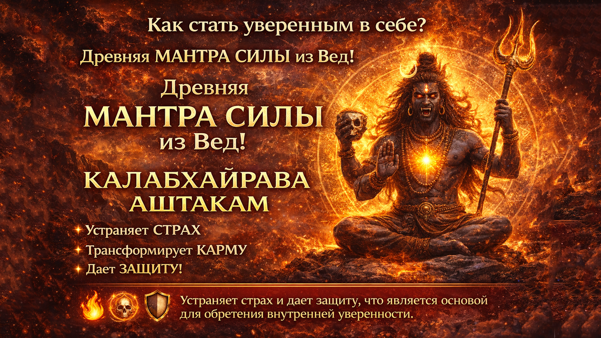 Древняя МАНТРА СИЛЫ из Вед! 🔥 Калабхайрава Аштакам - Устраняет СТРАХ, Трансформирует Карму, Дает ЗАЩИТУ! ТОП-8 Стихов ✨