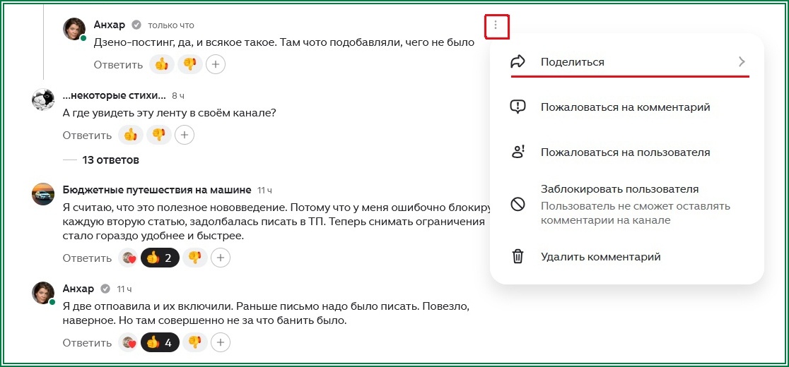 Поделиться комментарием на Дзене