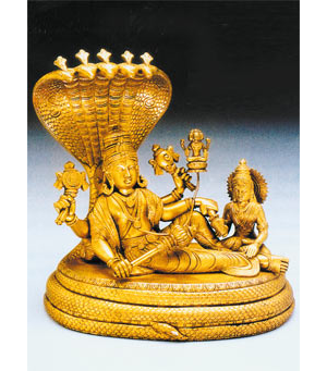 Вишну на ложе из колец из змей.