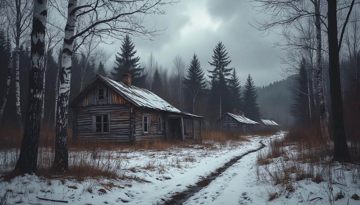 Девочка забежала в один из домов.